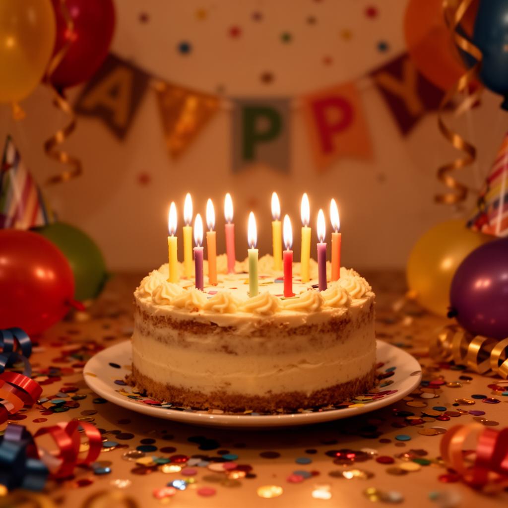 Birthday celebration with cake and candles