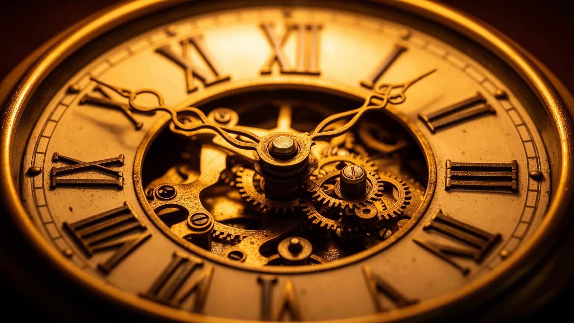 Vintage clock face with roman numerals