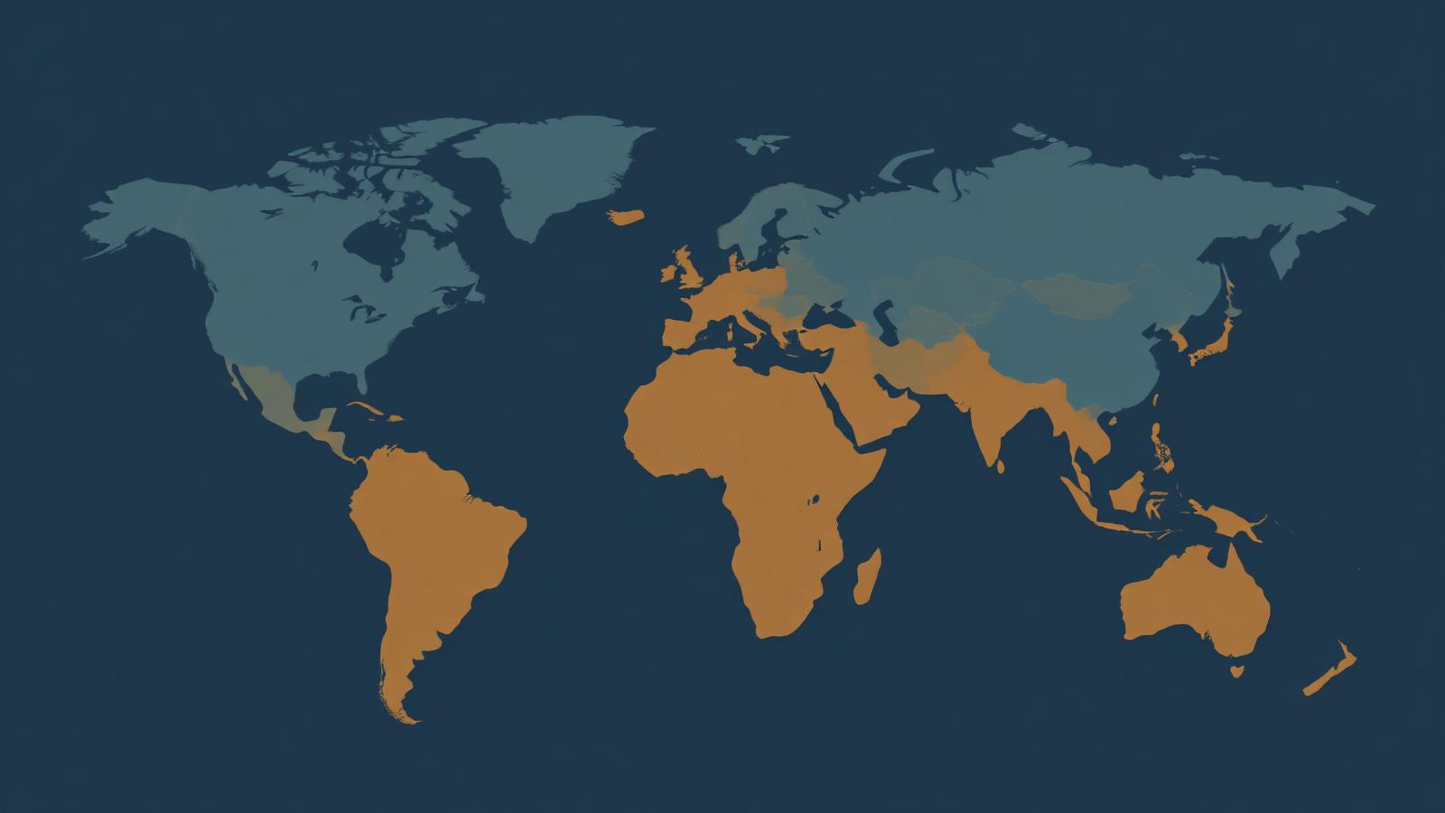 Stylised world map highlighting variation in statutory retirement ages between countries